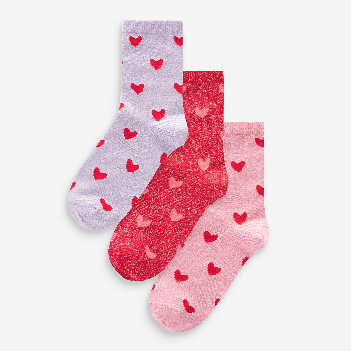 pink, red and purple heart socks